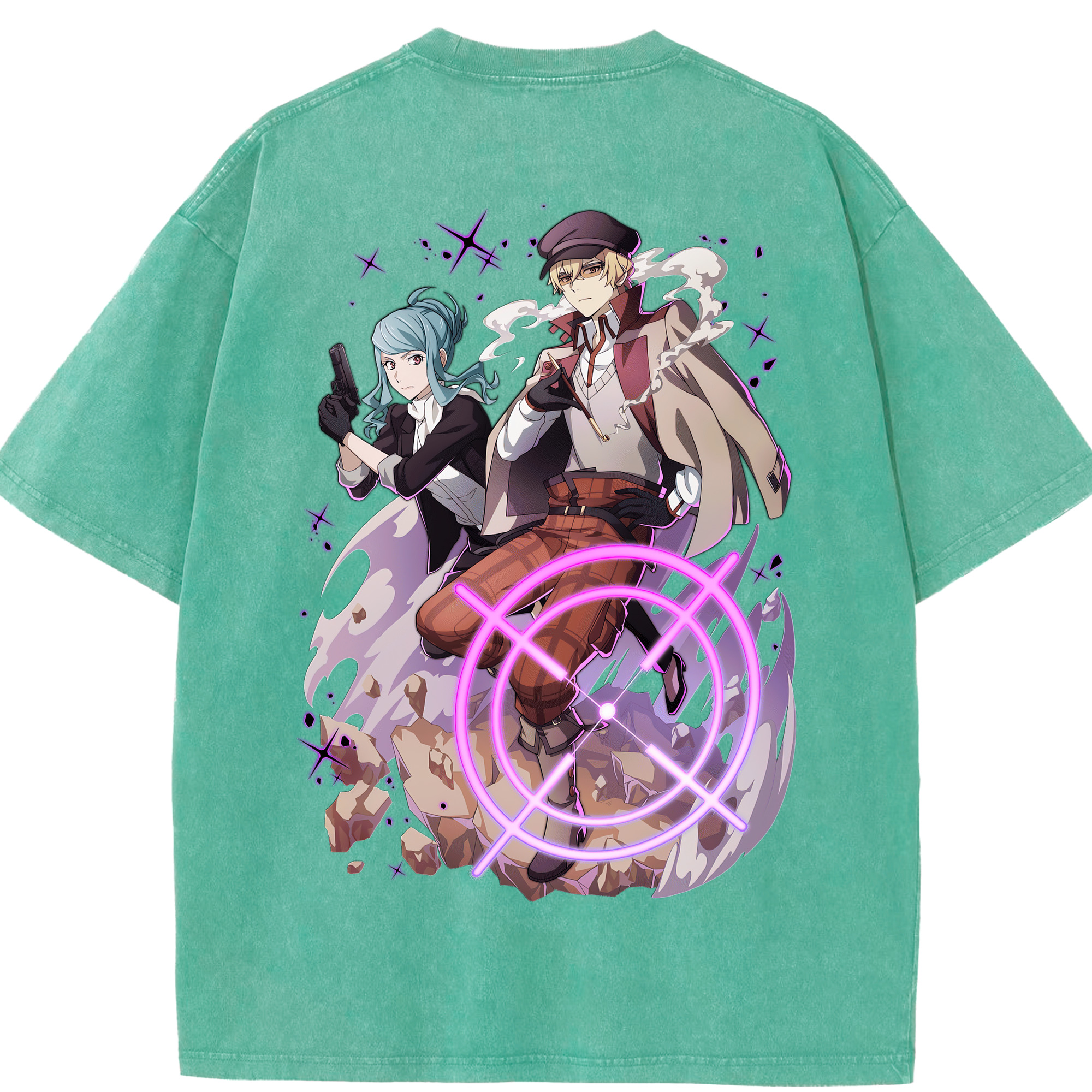 （画像用） 文豪ストレイドッグス Bungo Stray Dogs 綿100% ヴィンテージ風 半袖Tシャツ（背面プリント）